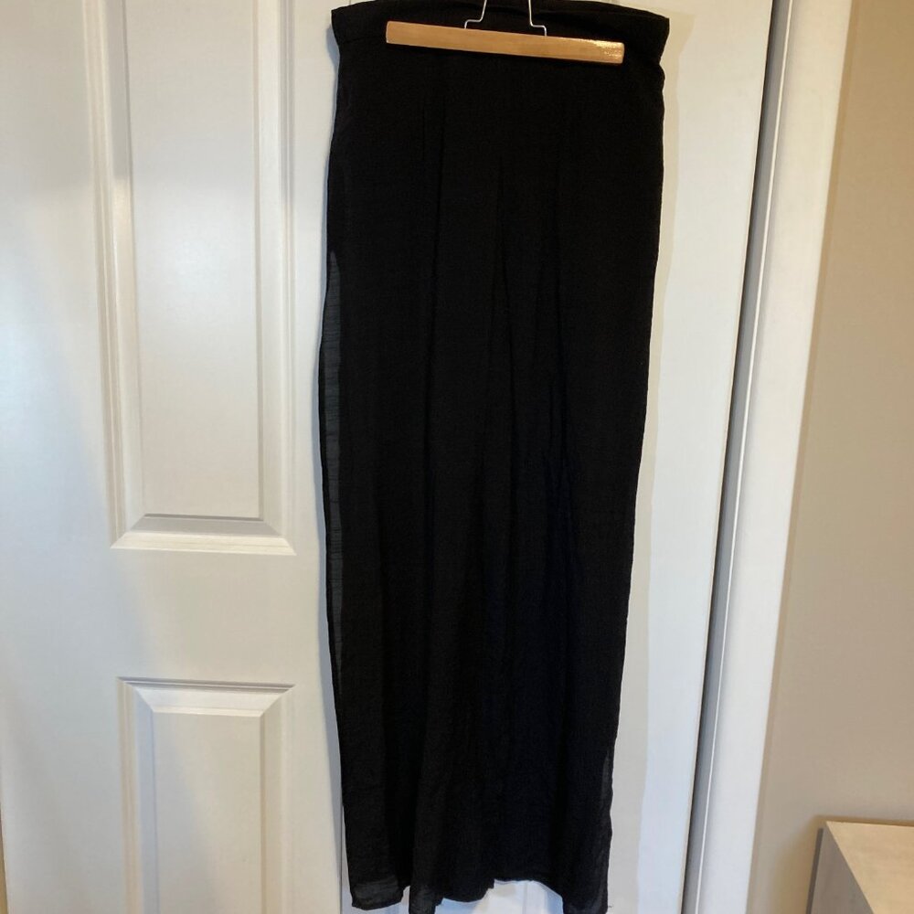 #38 Joseph Ribkoff Black Gauze Flowy Pants with Skirt Overlay, Size 4